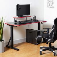 Mesa de Juegos Ajustable de Altura Escritorio Rectangular con Estante Elevado para Monitor - details 1