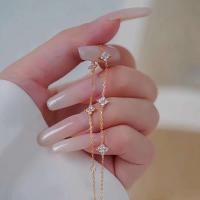 Nuevos collares de circón de acero inoxidable para mujer, Collar de cadena de hierba de cuatro hojas chapado en oro, regalo de joyería - details 9