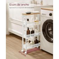 Carro de 4 Niveles, Carro Estrecho de Cocina con Ruedas, con Asa, para Espacio Reducido, 22 x 45,4 x 77 cm, para Cocina, Baño, Salón, Estudio, Marrón Rústico y Negro - details 24