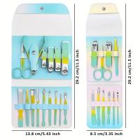 Juego de manicura profesional, Kit de pedicura profesional con gradiente de acero inoxidable, tijeras para uñas, Kit de aseo con Estuche De Viaje de cuero - details 4