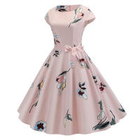 Women summer vintage 1950s 60s big swing party polka dot dress - details 3