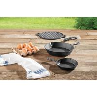 Setera de Hierro Fundido de 4 Piezas con Asa y Plancha Pre-Temperada de 6", 10.5", 11" para Cocina al Aire Libre y Camping - details 1