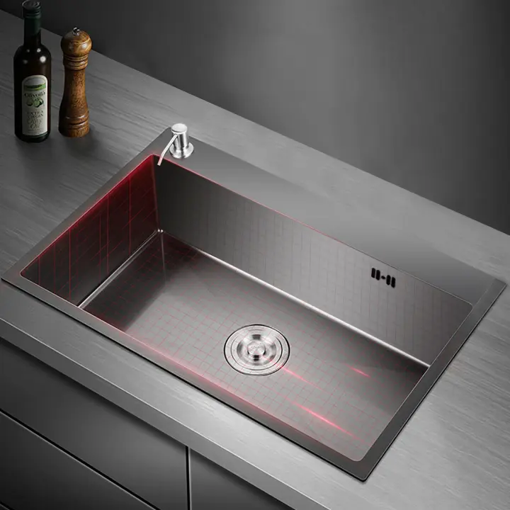 Fregadero de Acero Inoxidable para Cocina 45 x 50 cm, Fregadero de Una Breasta, Fregadero de Countertop, Fregadero de Acero Inoxidable con Dispensador de Jabón - 1