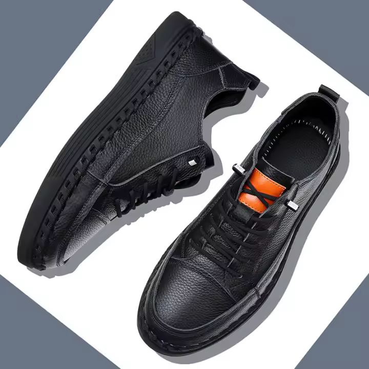 Primera capa de cuero de vaca zapatos de los hombres zapatos de cuero 2025 de los hombres de cuero genuino hechos a mano zapatos casuales de un pedal de cuero suave suela suave zapatos Doudou. - 1