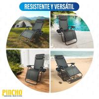 Jardín Exterior Plegable de Gravedad Cero Sillas Reclinables o Hamacas para Playa, Terraza y Camping con Portavasos, Ligeras y Cómodas (Negro) - details 6