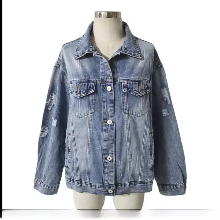 Vaqueros largos para mujer con agujeros, ropa de moda, novedad 2024 - 1