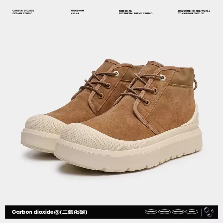Botas de nieve impermeables gruesas de pelo sintético antideslizante integrado de piel con suela gruesa - 1
