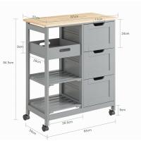Carro de Almacenamiento Mueble Auxiliar Cocina Carrito de Servir con 3 Cajones 2 Estantes y 1 Bandeja Extraíble Negro - details 10