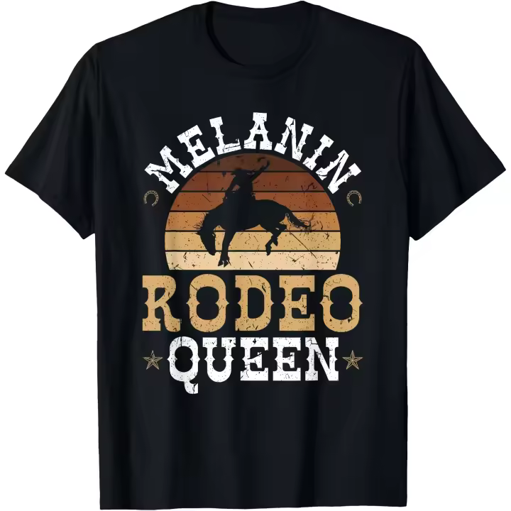 Melanin Rodeo Queen Bronc Riding camiseta de vaquera afroamericana para hombre - 1