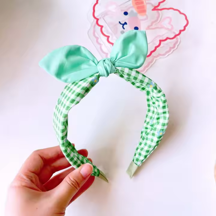 Adorno para el cabello para niños, accesorios para el cabello, diadema con lazo, diadema a cuadros, tocado con lazo - 1