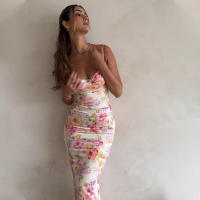 Vestidos de fiesta con estampado Floral y tirantes finos, maxivestido ajustado elegante para invitados de boda y vacaciones - details 5