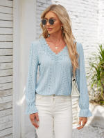 Ropa de calle informal elegante para mujer, camisetas lisas para mujer, ropa de moda para mujer, camisas Vintage para mujer, Top de primavera - details 3