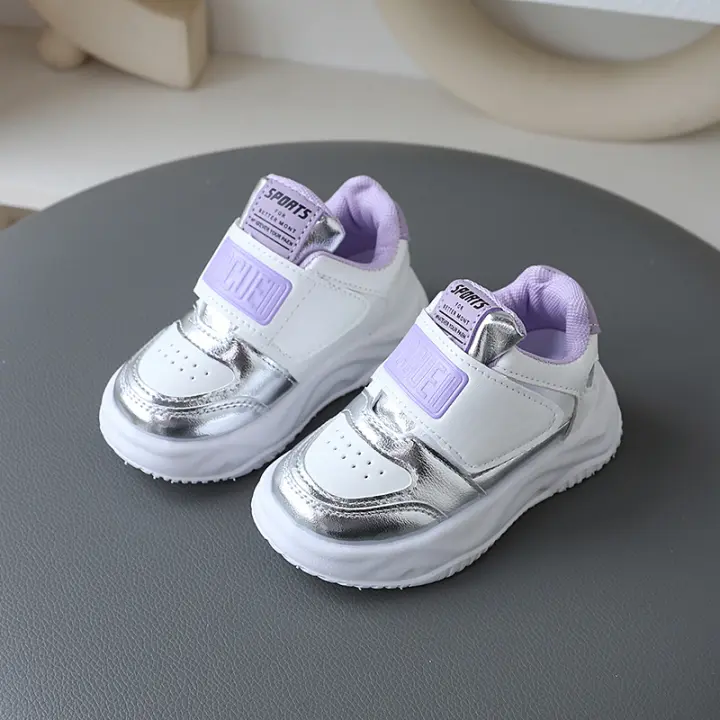 Nuevos zapatos deportivos para niños, superficie de cuero, antideslizantes, casuales, ligeros, para correr. - 1
