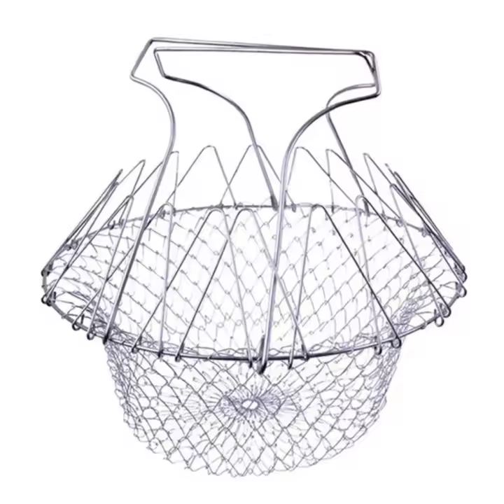 1 Uds. Cesta para freír plegable de acero inoxidable, cesta para cocinar, nueva cesta para freír telescópica, cesta de cocina multifuncional - 1