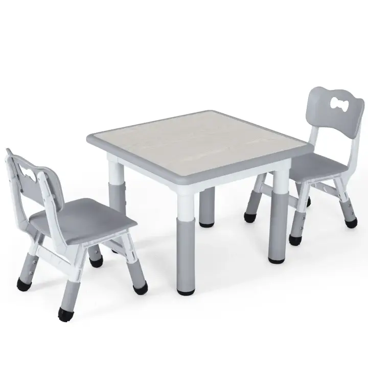 Juego de mesa y 2 sillas para niños, muebles de grupo para asientos infantiles, altura ajustable - 1