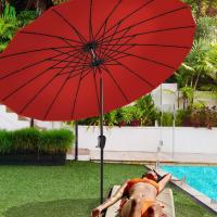 Sombrilla de Playa Grande Parasol Inclinable con Manivela Protección UV para Patio, Jardín, Piscina, Exterior Gris - details 11