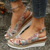 Sandalias de Mujer de Moda con Punta Abierta y Cuña 2023 Ligero Plataforma Gladiator Talla Grande Anti Deslizamiento Sandalias de Playa para Verano - details 1