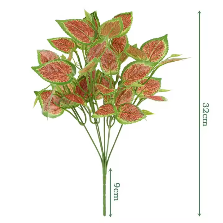 7 cabezas de hojas de plantas verdes artificiales, hoja de Perilla grande, plantas en macetas verdes, hoja verde, planta falsa de plástico - 1