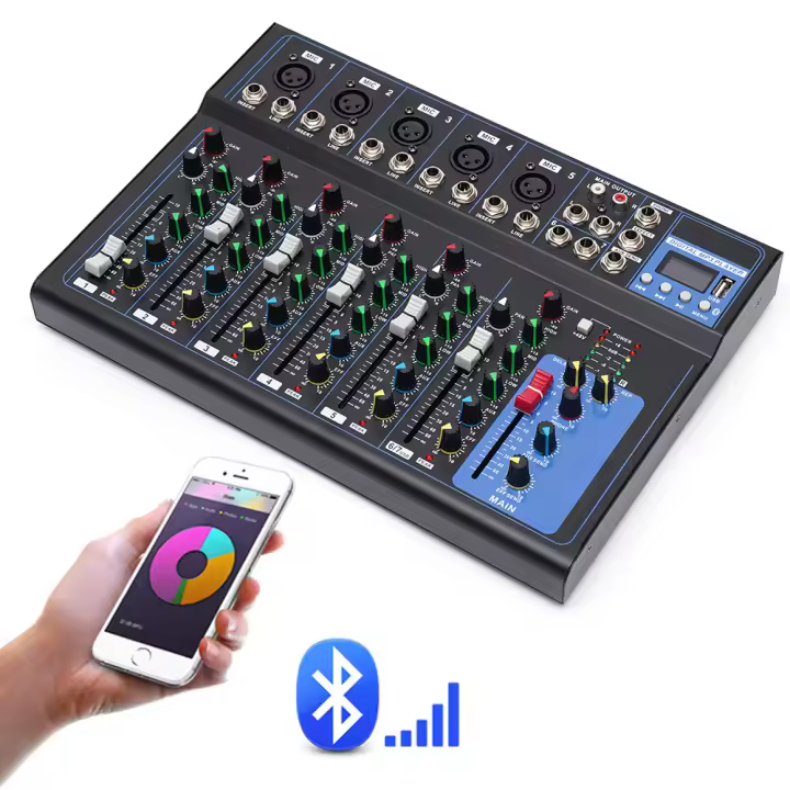 Mezclador de Audio Digital Conexión USB Bluetooth Consola de Estudio en Vivo DJ - 1