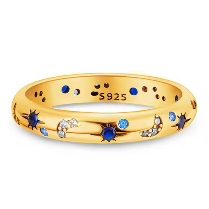 Anillo de Plata de Ley 925, anillo de corazón Rojo Elevado para Mujer, surrounded cúbica CZ, Estrella, Luna, Flor, joyería de Boda, anillos, Regalos - 1