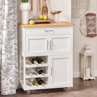 Cocina Estantería de Cocina Isla Ccocina con Barra Carrito de Servir Blanco 67 x 37 x 87cm FKW45-WN ES - details 2