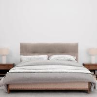 Cabecero de Polipiel o Tela Acualine Liso con Botones y Patas Tapizado de Alta Gama Cabezal Lujo Cama Dormitorio Moderno Acolchado (Tela Beige, 145x105cm (Camas 120/135/140)) - details 13