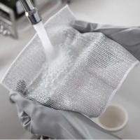 Paño de limpieza de alambre de acero de doble capa, para lavar platos sartén antiadherente, trapos para ollas, estufa de Gas para microondas, paños para fregar platos - details 6