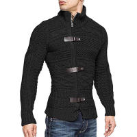 Suéter de cuello alto para hombre, chaqueta de punto de manga larga con botones, ropa de talla grande, otoño e invierno, 2024 - details 3