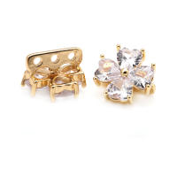 10 Uds. De latón y circonita de Color dorado de 18K, 3 agujeros, pulseras con conexión de flores, collares, cuentas espaciadoras, fabricación de joyas Diy de alta calidad - details 11