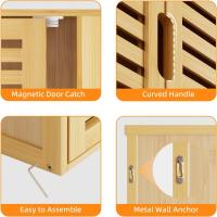 Armario de Baño de Pared con Puertas Muebles de Baño de Bambú Armario Colgante con Estante Ajustable Organizador de Almacenamiento de Ahorro de Espacio Sobre el Inodoro Blanco - details 22
