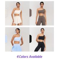Sujetador deportivo de hombro, sujetador de yoga sin costuras con bordes festoneados, adecuado para ropa deportiva de mujer, gimnasio, correr, fitness - details 1