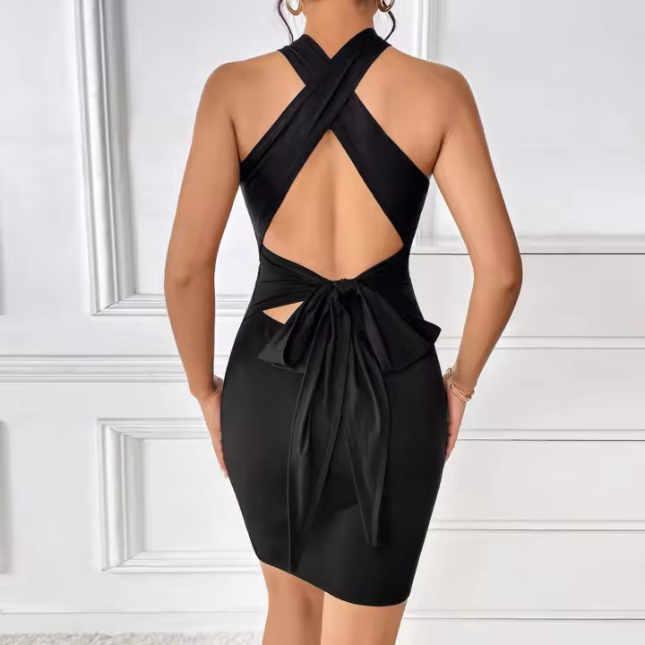 Vestido de temperamento elástico con tirantes al aire libre para mujeres - 1