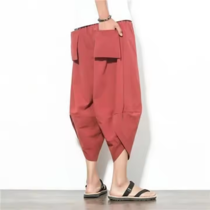Pantalones Cortos de Lino para Hombre en Verano Estilo Étnico de Nailon, Moda de 9 Pulgadas, Ropa Casual de Fibra de Poliéster y Algodón para Adultos - 1