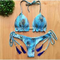 Conjunto de Bikini Push Up Estampado Brasileño Traje de Baño de Playa con Cintura Baja sin Aros - details 15
