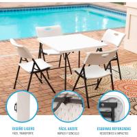 Mesa Plegable Portátil Tamaño Cuadrado 86x86x73,5cm Resistente y Ligera Capacidad 4 Personas - details 4