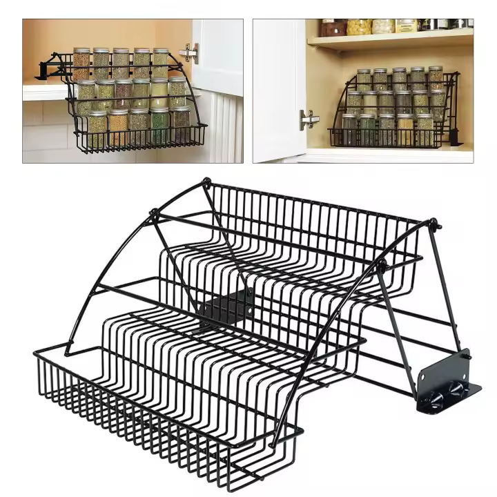 Cesta extraíble de almacenamiento de cocina de 3 niveles, estante de especias, armario de despensa, estante de encimera, organizador de tarros - 1