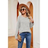 Jersey de manga larga para mujer, camiseta holgada con cuello redondo, tops de Color sólido, otoño e invierno, nuevo - details 12