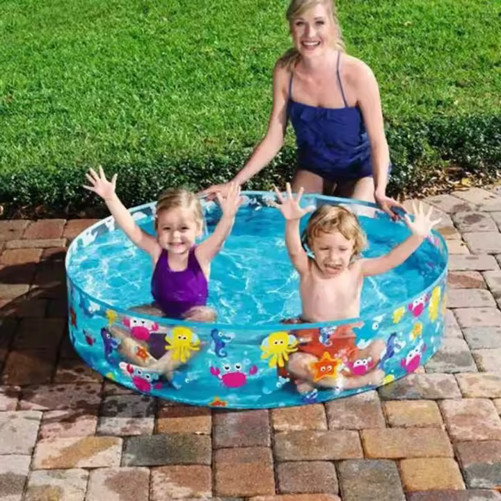 Piscina para niños circular plegable transparente instantánea de 122 cm x 25 cm, juegos acuáticos de verano en el patio trasero - 1