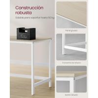 Mesa de Trabajo, 100 x 50 x 76 cm, Estilo Moderno, para Estudio Dormitorio Salón Oficina, Beige Natural y Blanco Perla LWD046L01 - details 36