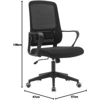 Silla de escritorio ergonómica con ruedas giratorias antiarañazos, respaldo de tela transpirable y soporte lumbar, sillón de estudio u oficina, ajuste de altura del gas 98-108 cm (azul y - details 9