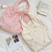 Bolso portátil de estilo coreano con lazo para mujer, bolsa Hobo de tela dulce, bolso de lona para ir al trabajo, para axilas - details 3