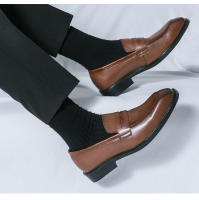 Zapatos de cuero con diseño de pie sonriente a la moda para hombre, versión coreana, zapatos de cuero pequeños formales. - details 5