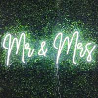 Letrero de neón Mr Mrs, letreros de neón decorativos Led, luces LED de pared para dormitorio, bodas, señales ceremoniales para paredes de boda, decoración estética, letrero de neón de boda grande - details 5