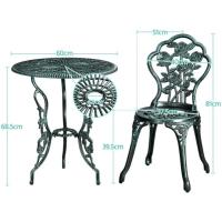 Conjunto de Mesa y Sillas Exterior Vintage Juegos de Muebles de Jardín de Aluminio Una Mesa con Dos Sillas para Balcón Bronce - details 19