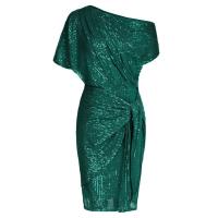 Vestidos de cola GK para mujer, vestido ajustado asimétrico de manga corta fruncido con lentejuelas para fiesta de verano - details 4