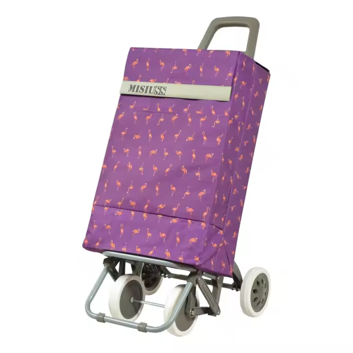 Carro de la Compra 4 Ruedas con 2 Bolsillos flamencos fucsia Calidad carro compra bolsa de la compra - 1