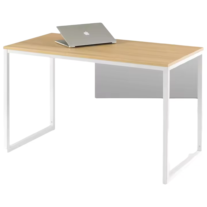 escritorio 119x61x74 cm Mesa estudio morna metal y mara Mesa ornador para oficina en casa Marrón claro y blanco - 1