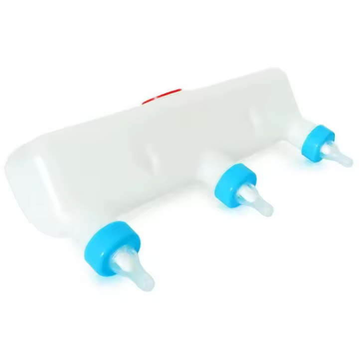 Comedero para cachorros de mascotas de 3L con 3 tetinas, alimentador de leche de cabra de gran capacidad, cuenco de leche de silicona suave para ovejas, lechones, terneros y corderos - 1