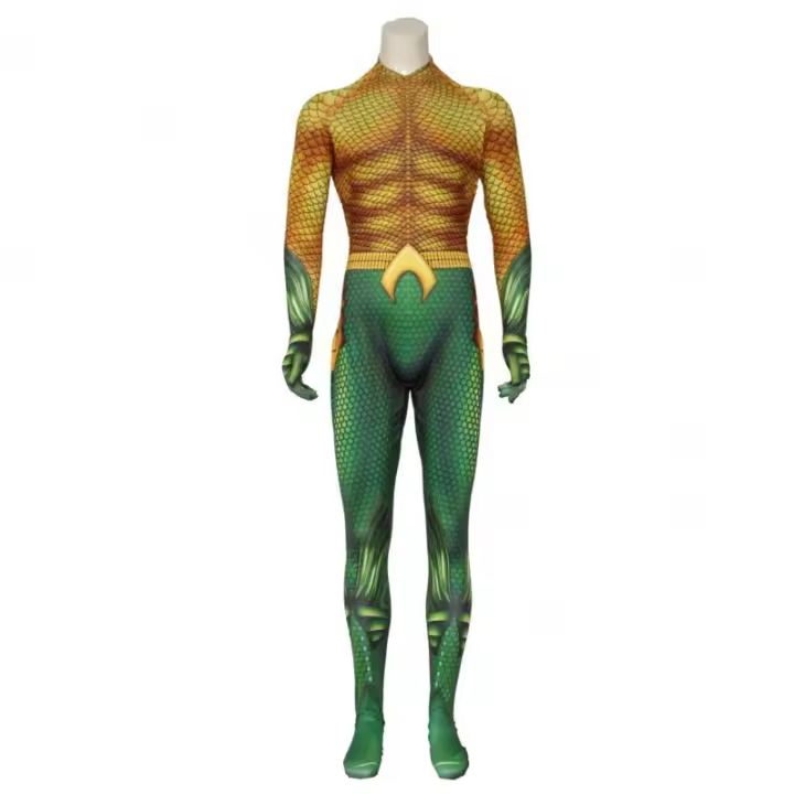 Disfraz de Aquaman para hombre, mono, medias, mono completo para fiesta de Halloween para niños y adultos - 1