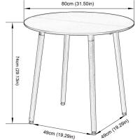 Mesa de Comedor, Estilo escandinavo Ronda Mesa y Patas de Madera de Haya, 80*72 cm, Color Blanco - details 29